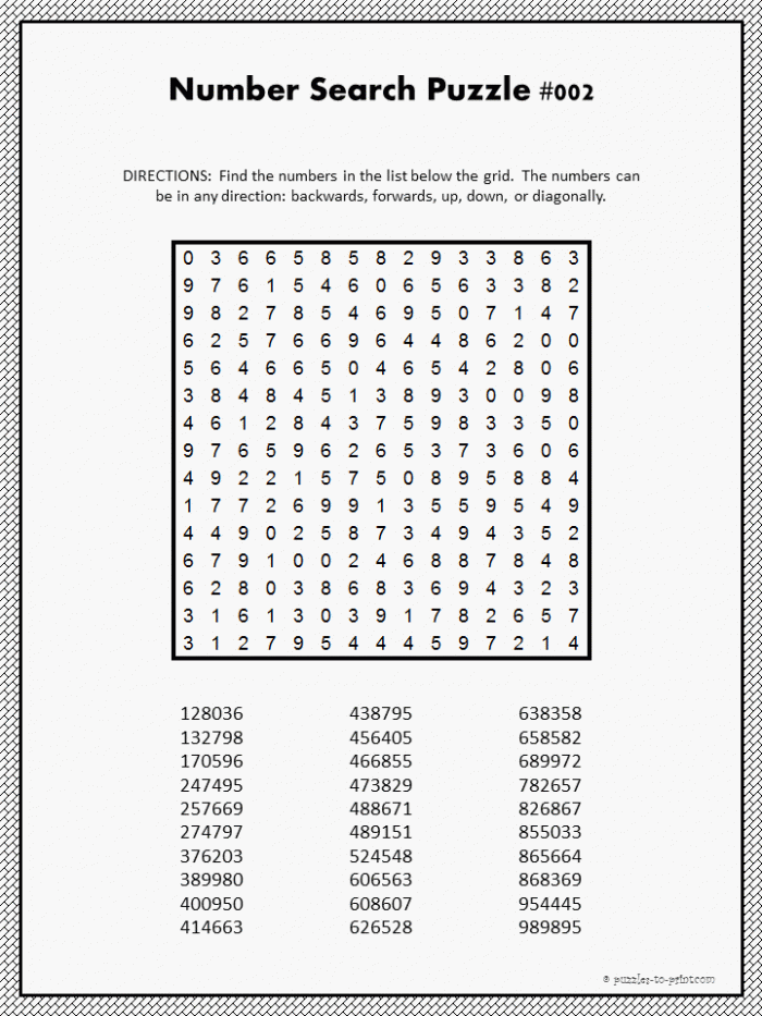 Number Word Search