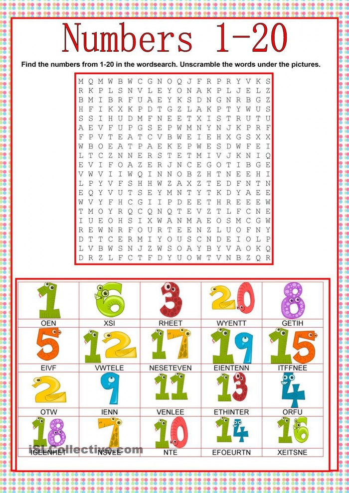 Word Search Numbers Worksheets | 99Worksheets