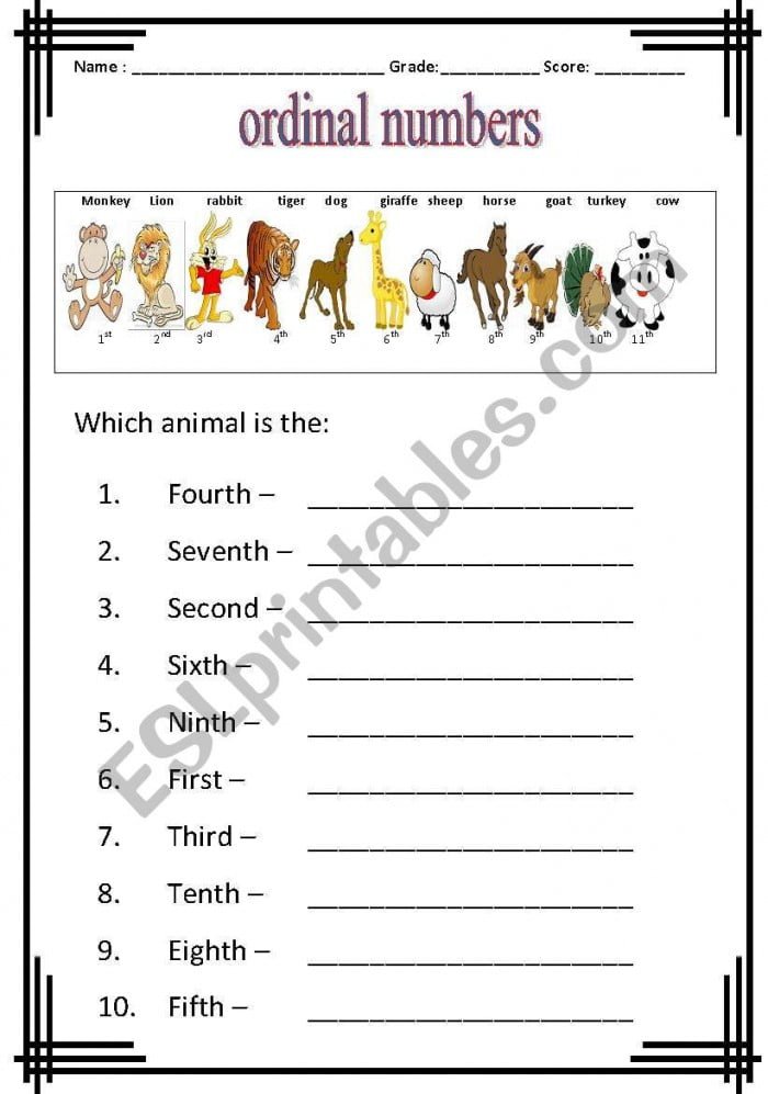 Ordinal Numbers Worksheets For Kindergarten And Elementary