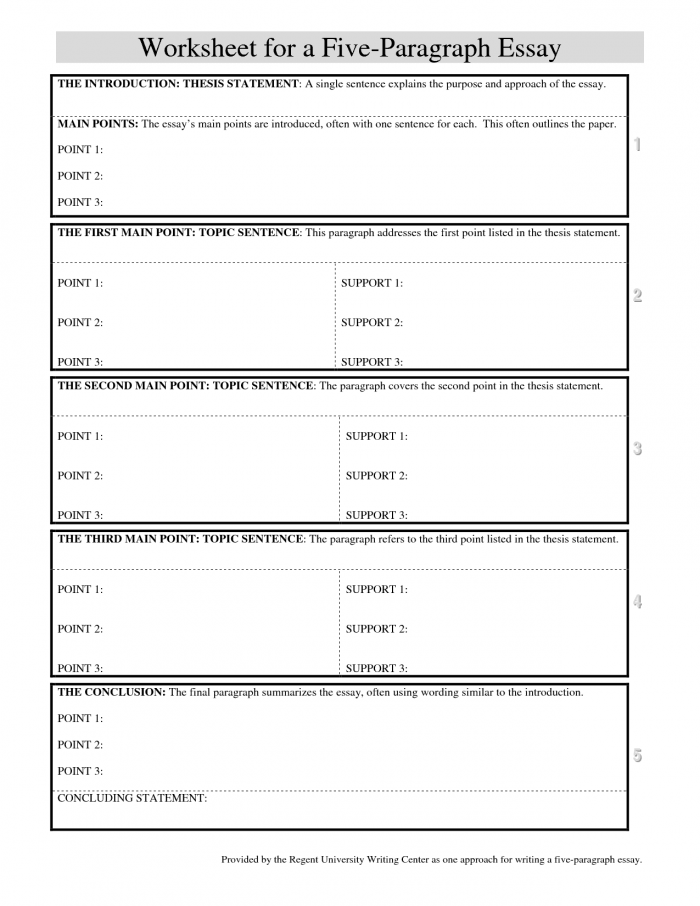 Paragraph Essay Outline Worksheet