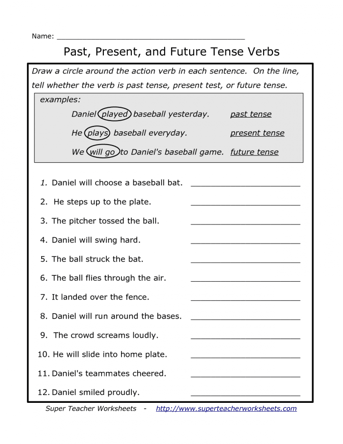 Past Tense Worksheets For Year 2