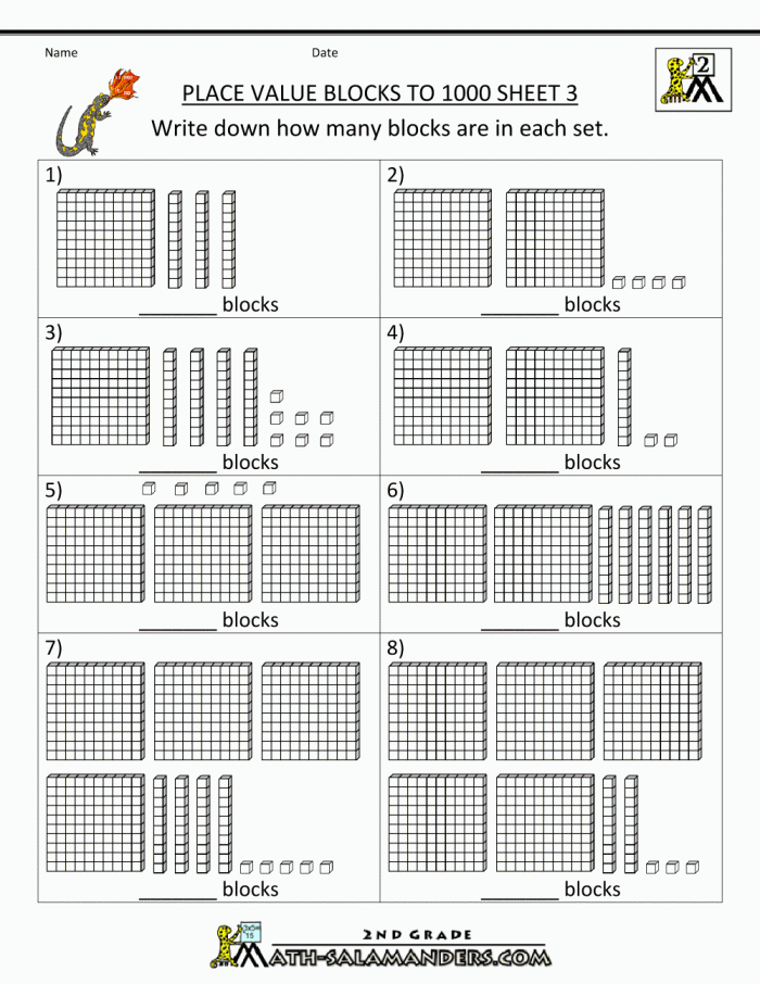 Expanded Notation Using Base Ten Blocks Free Printable Worksheets