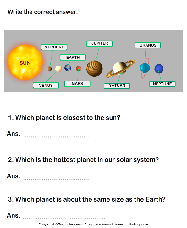Solar System Worksheets Grade 3