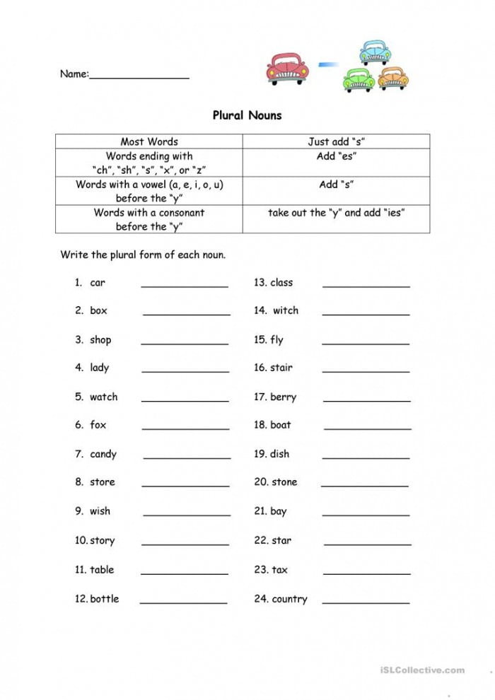 Plural Nouns Worksheets 99Worksheets