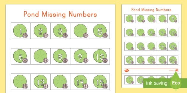 Pond Missing Numbers Worksheet Teacher Made