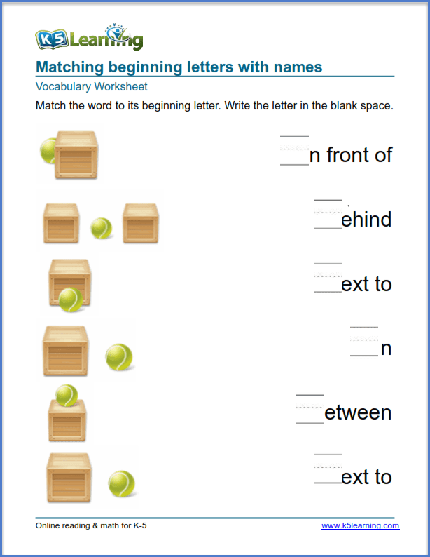 Kindergarten Vocabulary Practice