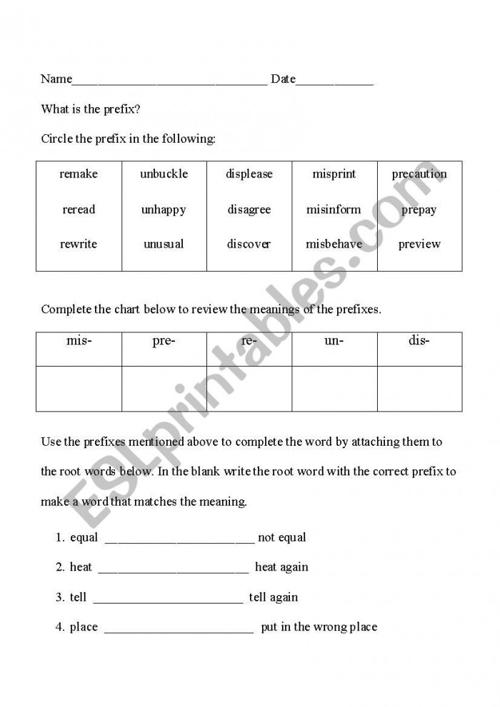 Prefix Practice Mis