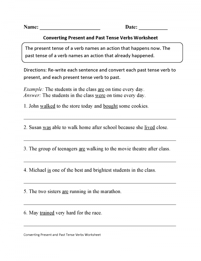 Present And Past Tense Verbs Worksheet Part  Beginner With