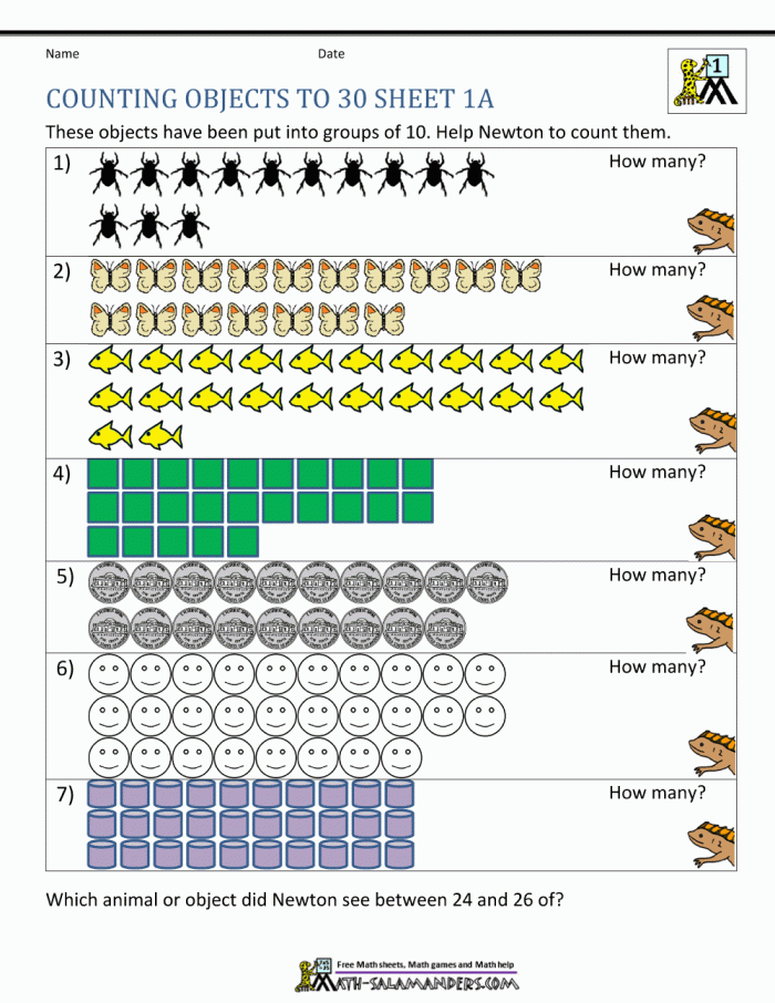 Free Printable Counting Worksheets 1 50