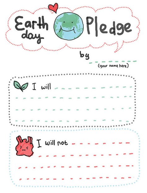 Printable Earth Day Pledge For Kids