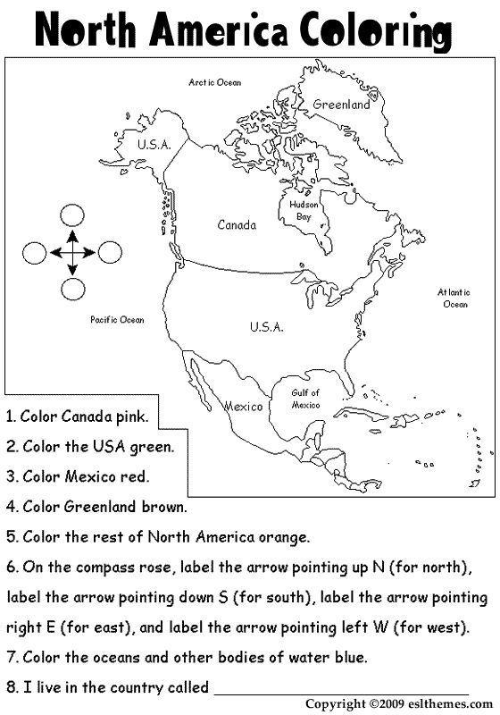 North America Coloring Page Worksheets 99Worksheets