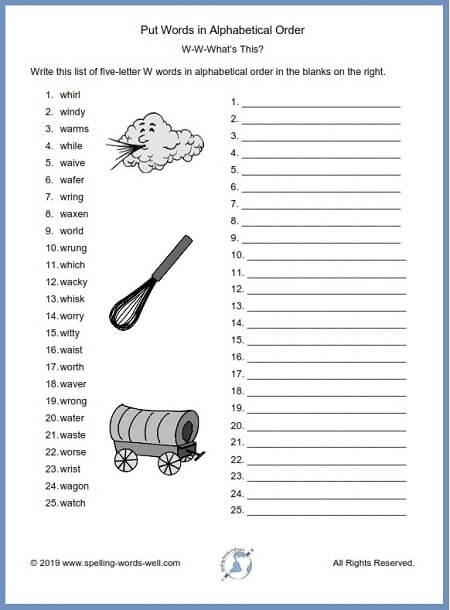 Put Words In Alphabetical Order Worksheets