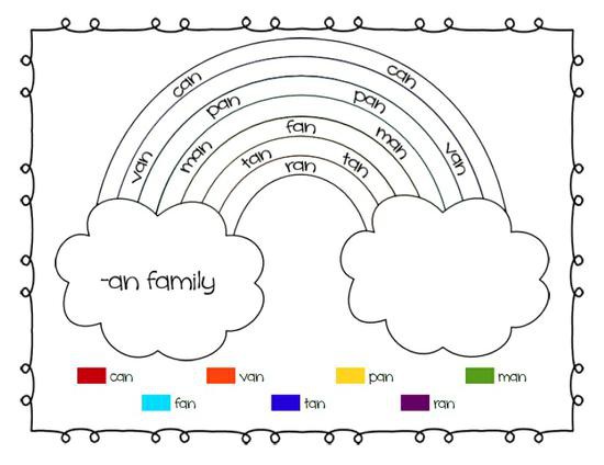 Rainbow Word Families Printable Worksheets  Supplyme