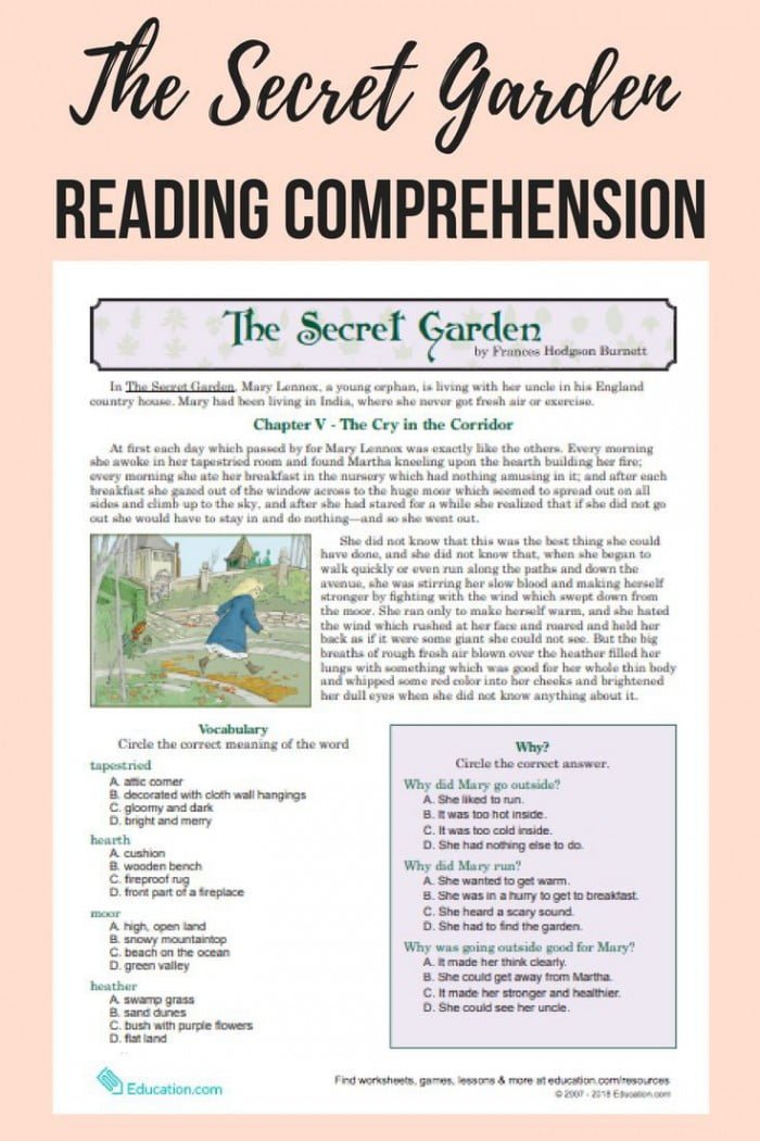 Reading Comprehension The Secret Garden