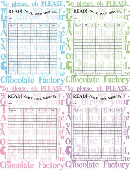 Reading Log Minutes Chart
