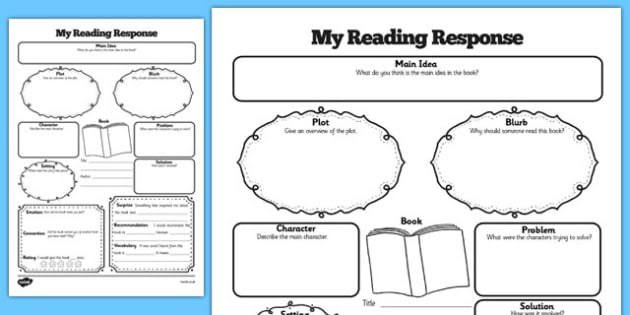 Reading Response Worksheets 99Worksheets