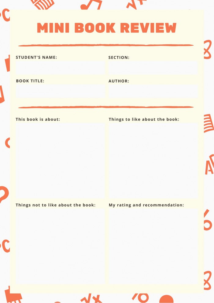Red Orange Pattern Primary School Book Review Worksheet