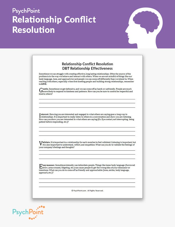 Relationship Conflict Resolution Worksheet