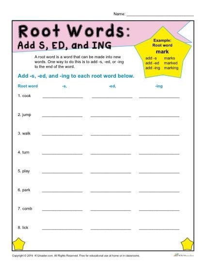 Printable Root Words Worksheets