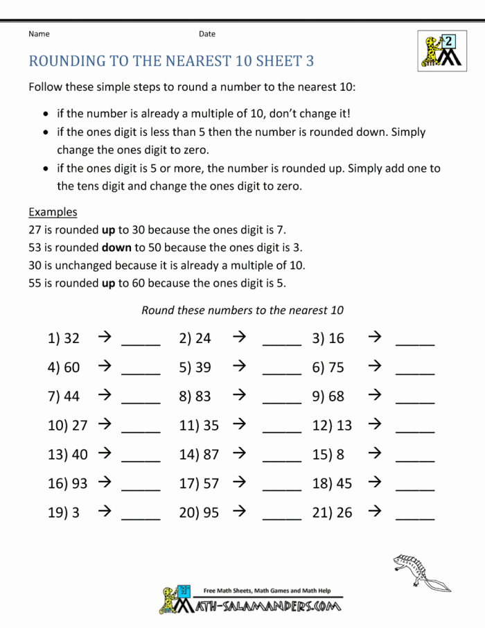 Rounding Worksheets To The Nearest