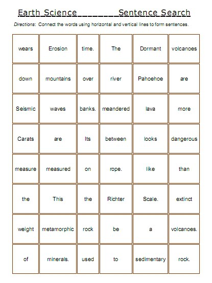 Science Galore Vocabulary Worksheets