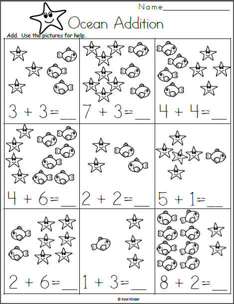 Sea Life Kindergarten No Prep Math Packet