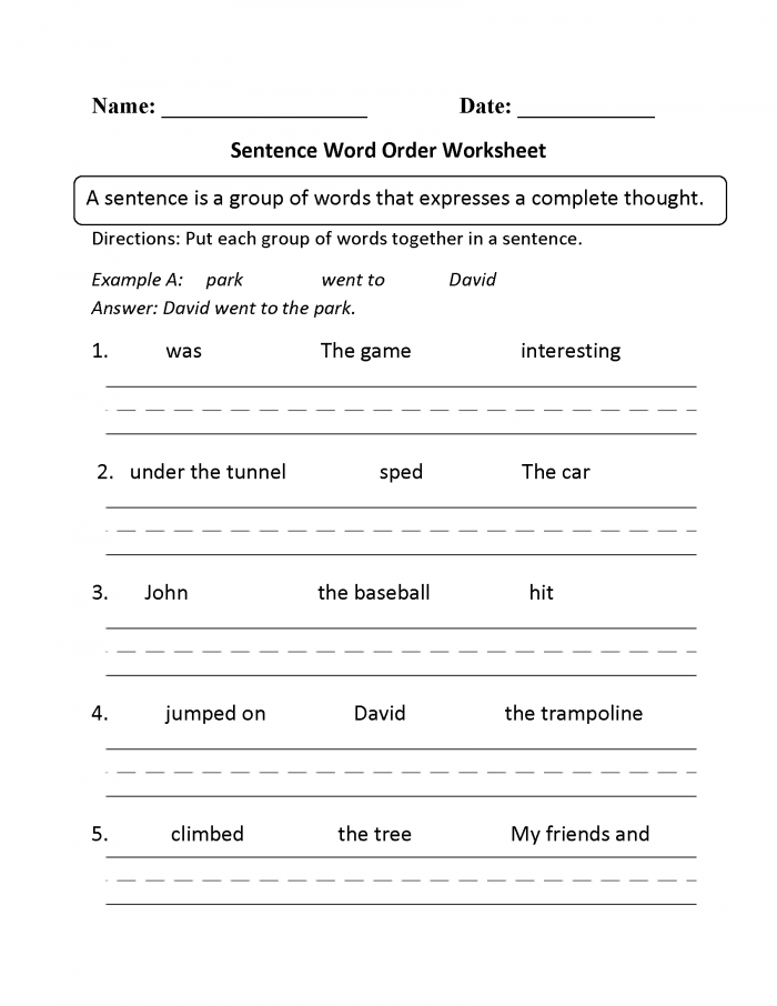 Three Sentence Structures Worksheets 99Worksheets
