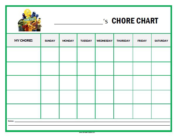 Sesame Street Chore Chart