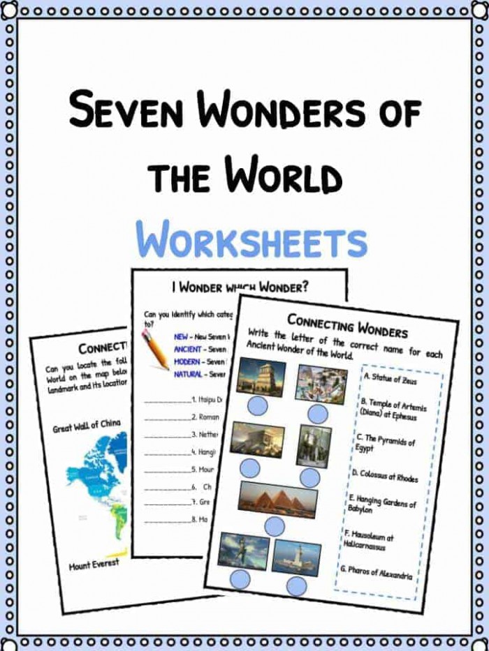 Seven Wonders Of The World Facts   Worksheets