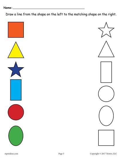 Shapes Matching Worksheets With Images