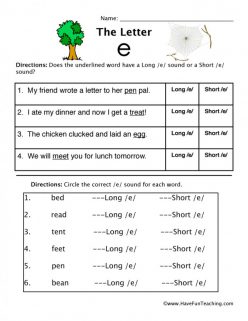 Short Vowel Sounds: “E”