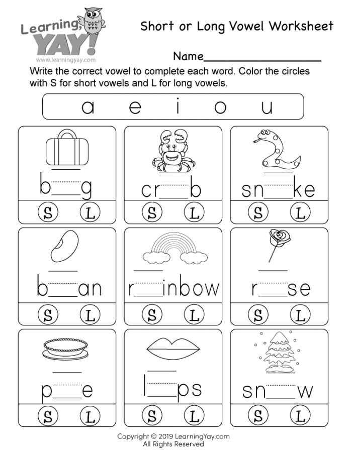 Learning Vowels A Worksheets 99Worksheets
