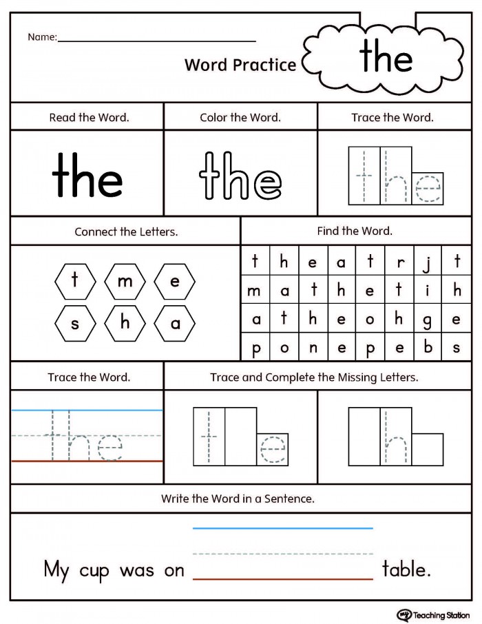 Sight Word The Printable Worksheet