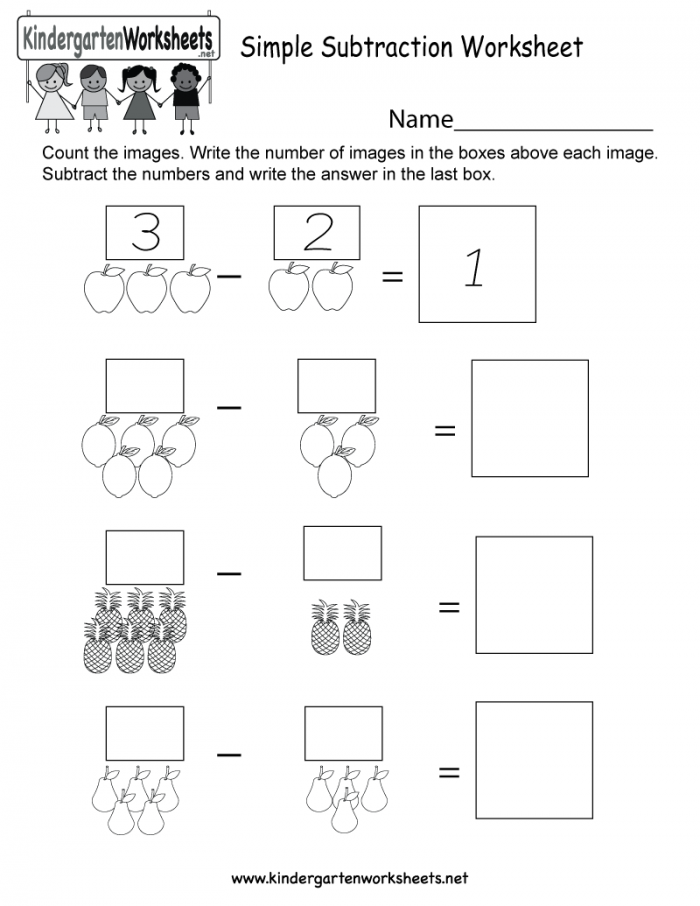 Simple Subtraction Worksheet