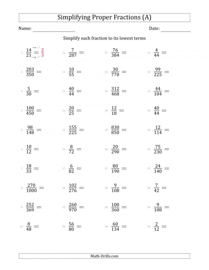 Simplifying Proper Fractions To Lowest Terms Harder Questions A