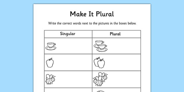 Singular And Plural Worksheet