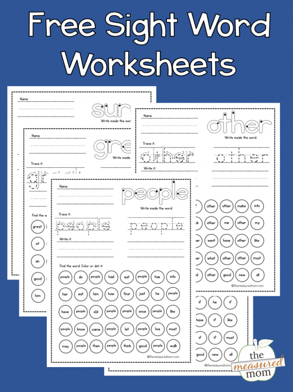 Free Printable Free Editable Sight Word Worksheets