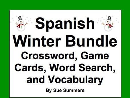 Spanish Winter Bundle Of  Worksheets And Game Cards  Flashcards