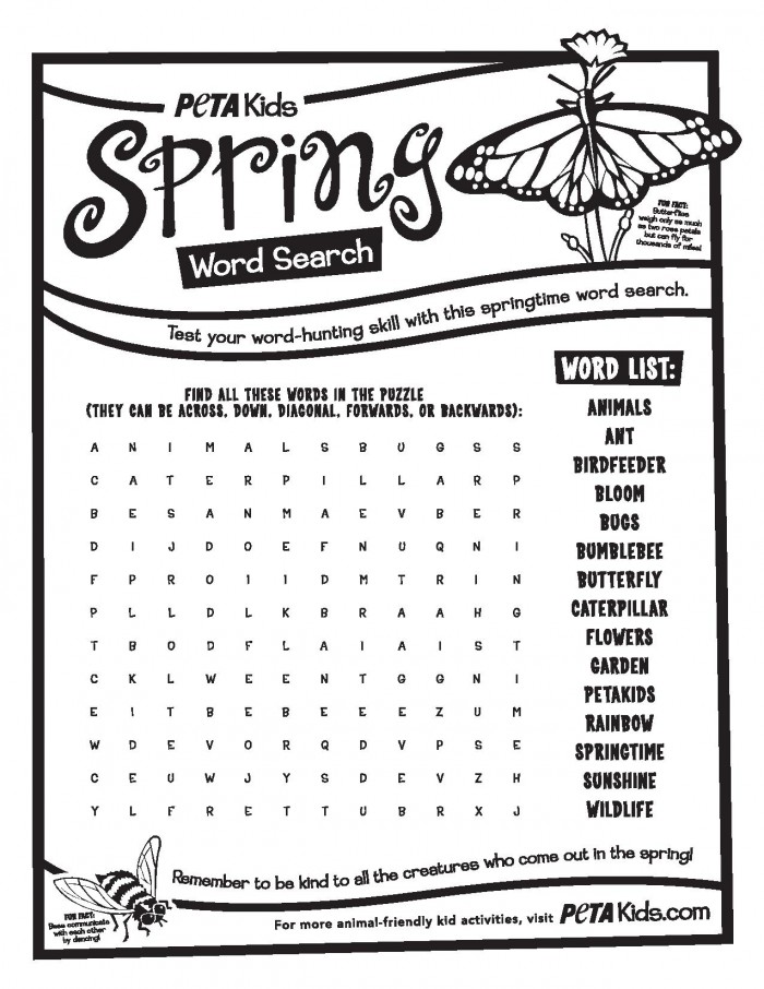 Spring Bugs Word Search