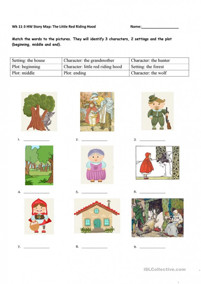 Story Element Matching The Little Red Riding Hood
