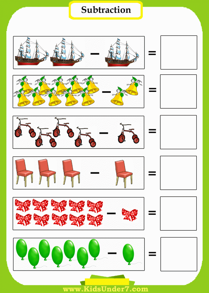 Subtraction For Kids Worksheets | 99Worksheets