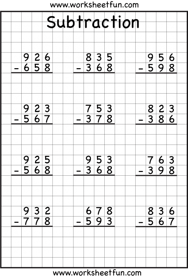 Subtraction With Regrouping Practice Worksheets | 99Worksheets