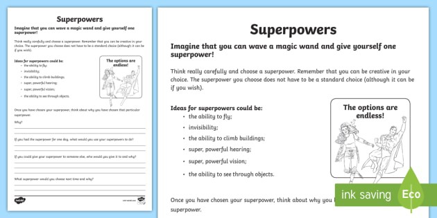 Super Powers Worksheet