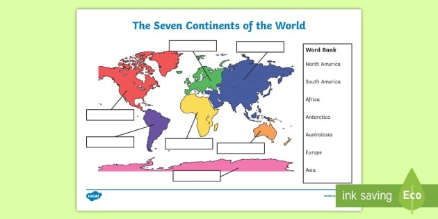 The Seven Continents Labelling Activity Worksheet