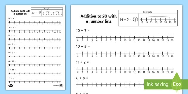 Addition To  With A Number Line Worksheet