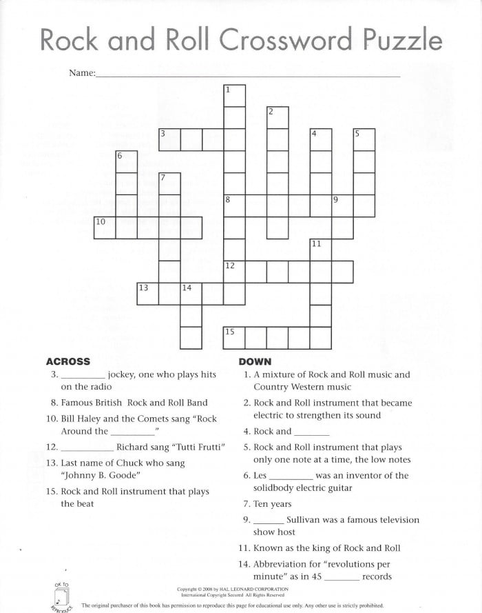 Th Grade Crossword Worksheets