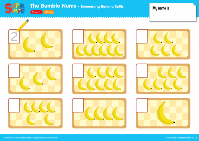 Count To 10: Go Bananas! Worksheets | 99Worksheets