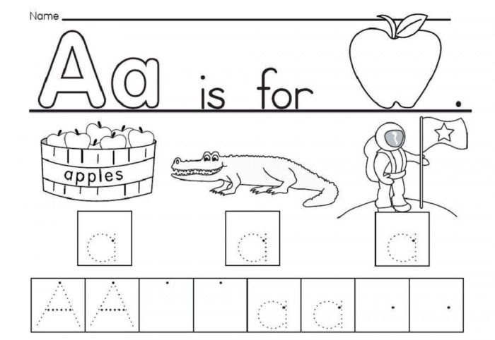 The Letter A Worksheets