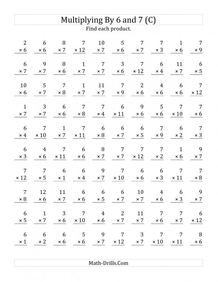 The Multiplying  To  By  And  C Math Worksheet From The M
