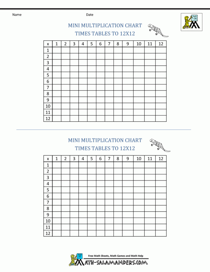 Times Table Grid To X